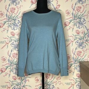 Banana Republic Extra Fine Merino Blue Sweater with Button Cuffs